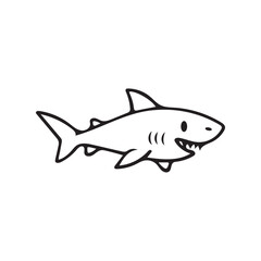 Fototapeta premium Powerful Shark Ocean Adventure Cartoon Vector Illustration.