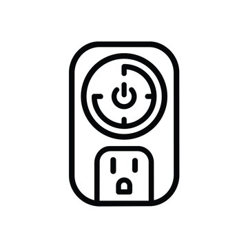 Smart electrical outlet timer with power button control device icon