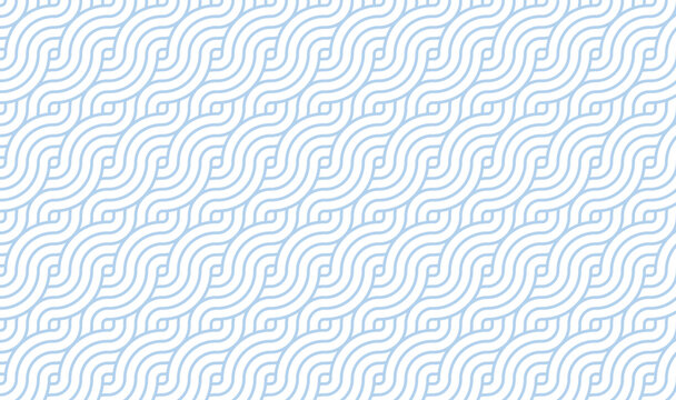 Light Blue and White Seamless Geometric Wave Pattern, Abstract Interlocking Line Art Background, Modern Minimalist Vector Texture for Corporate Branding, Web Design, and Packaging 