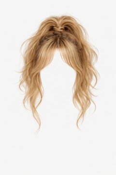 Blonde wavy hair extension piece.