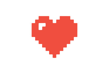 Fototapeta premium Pixel art heart, red heart icon, pixelated love symbol, vector graphic
