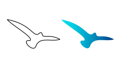 Fototapeta premium Flat Outline and Colored Flying Bird Icon