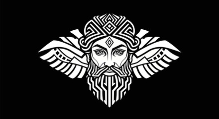 Fototapeta premium Abstract illustration of a bearded character