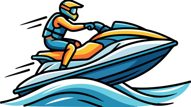 Energetic Jet Ski Rider Creating Waves
