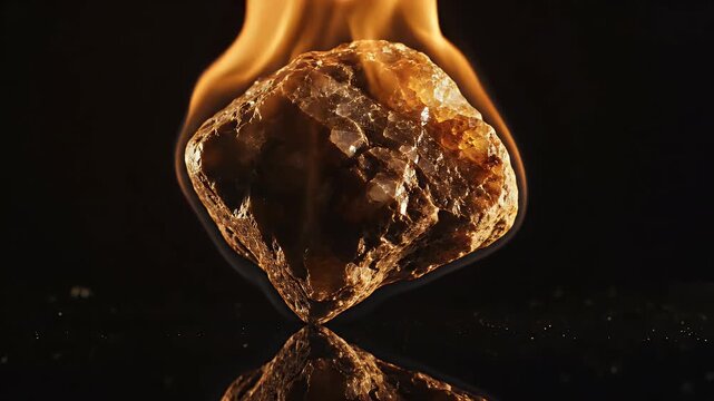 Dynamic Ice Cube On Fire With Dancing Flame Orbs.