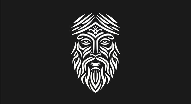 Abstract illustration of a bearded face