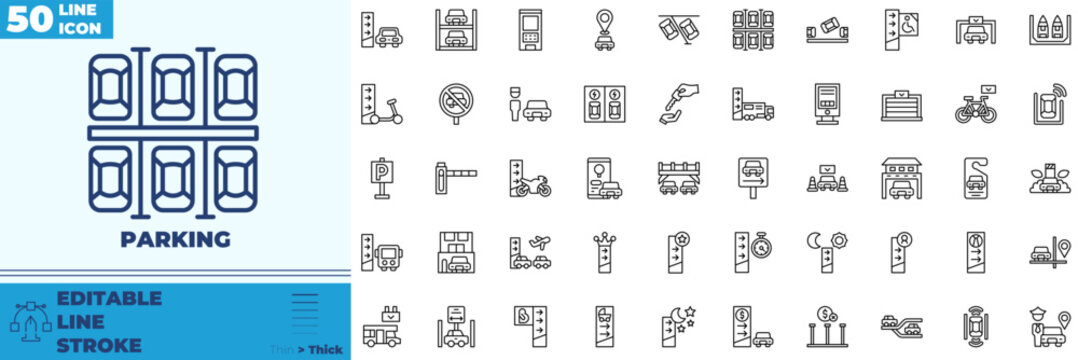 Parking Line Editable Icons set