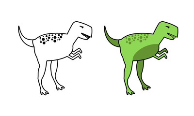 Fototapeta premium Flat Outline and Colored Gorgosaurus Dinosaur Icon
