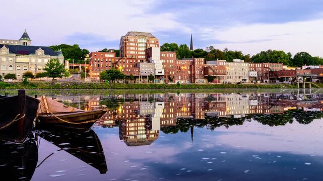 Augusta, Maine, USA downtown skyline on the Kennebec River 6181