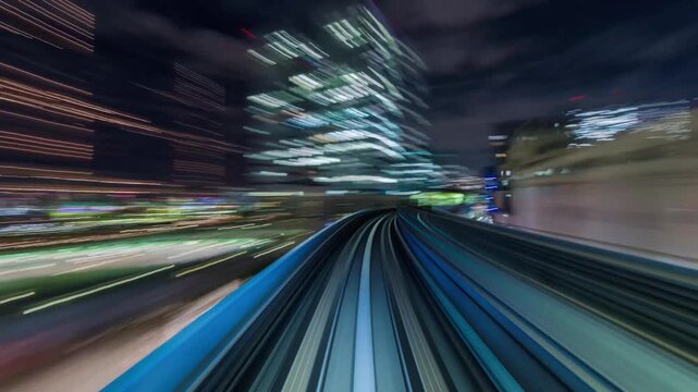 Time lapse from the Yurikamome, an automated guideway transit service operating along Tokyo Bay in Tokyo, Japan 6045