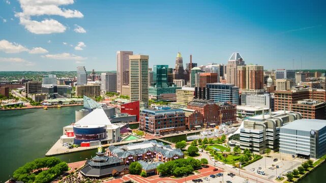Baltimore, Maryland, USA Inner Harbor skyline time lapse 6036