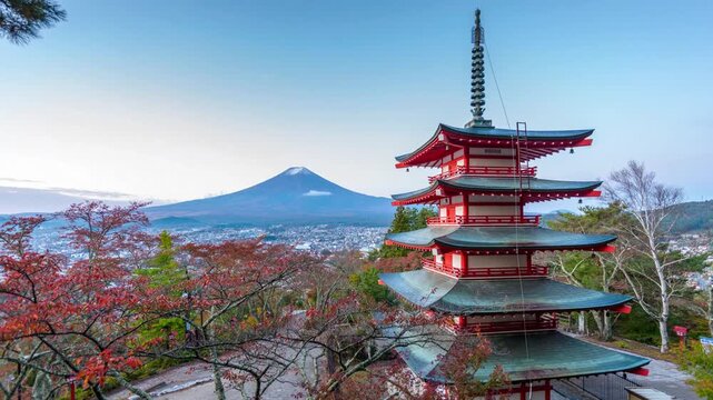 Mt. Fuji viewed from behind Chureito Pagoda 6008