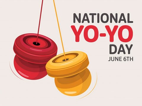 National yoyo day illustration with colorful yoyos on beige background