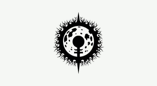 Abstract solar design with moon symbol