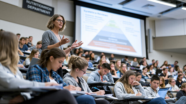 Dietetics professor presenting evidence  1