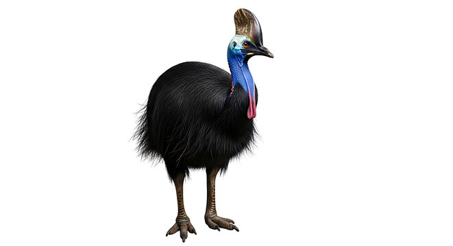 Black cassowary bird standing upright
