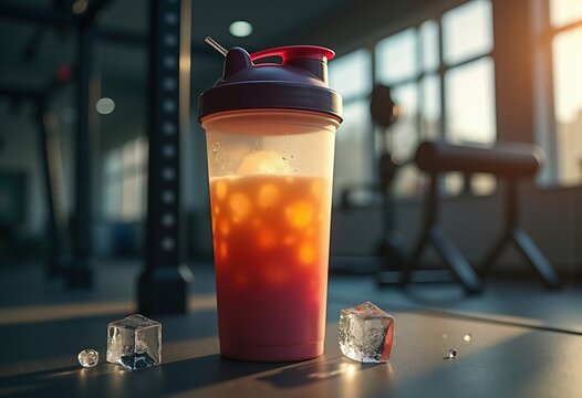 Post-Workout Protein Shake in Shaker Bottle Captured Inside Gym Space
