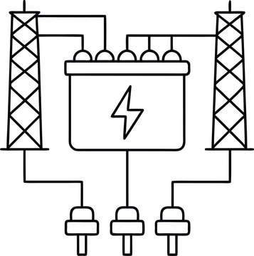 microgrid line art vector illustration on transparent background