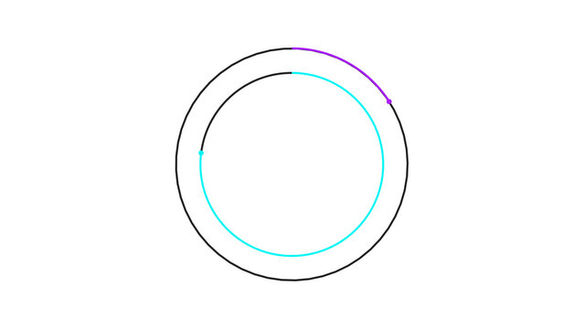 Double circle ring with cyan inner glow and pink purple arc on transparent background