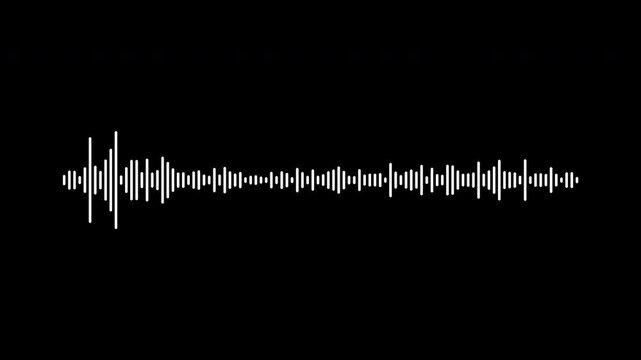Abstract white sound wave spectrum animation, dynamic voice frequency visualizer, audio equalizer overlay effect, black background, seamless loop, 4k stock footage