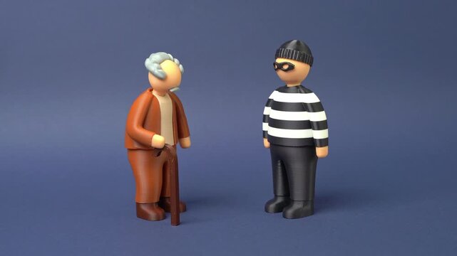 The problem of crime against elderly victims. Fraudsters and swindlers defraud pensioners exposing financial vulnerability and need for senior protection awareness.