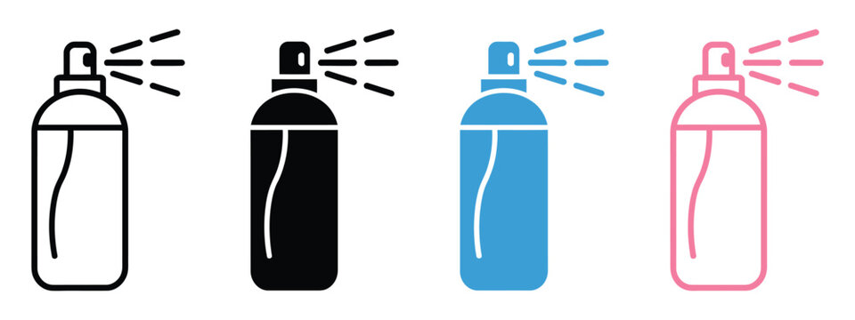Aerosol Spray Can Icon Vector, minimalist cleanliness and freshness icon representing antibacterial spray, room deodorizing, sanitation products, and hygiene maintenance, suitable for commercial clean