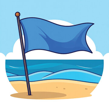 Blue flag on a pole.