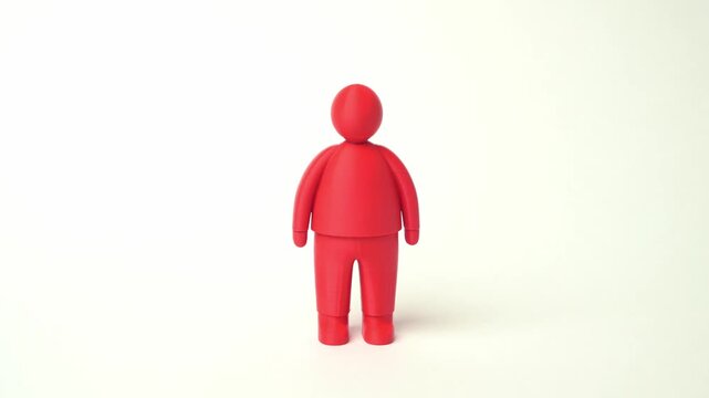 A red human figure and a blank background. A person and a character, a slideshow background. Minimalism, conceptualism and abstract presentation template design.