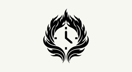 Obraz premium Clock icon surrounded by abstract leaves