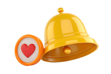 Fototapeta premium Yellow Notification Bell with Red Heart Love Icon