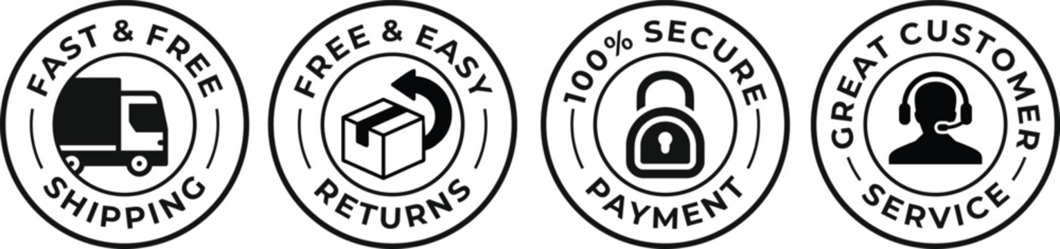Shipping Service Guarantee Icons | Fast Delivery Customer Support Vector Set