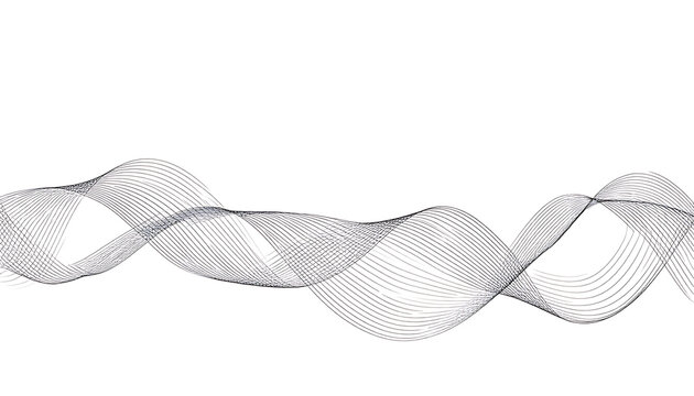 Abstract flowing wave of small dark dots on a white background, digital data stream, technology concept