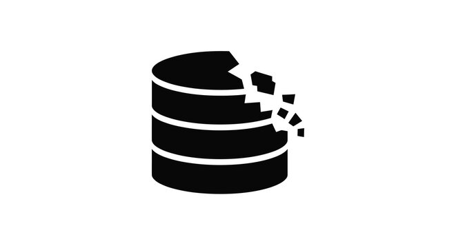Stacked cylindrical object with fractured edge black silhouette