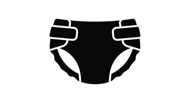 Baby diaper silhouette on a white background silhouette