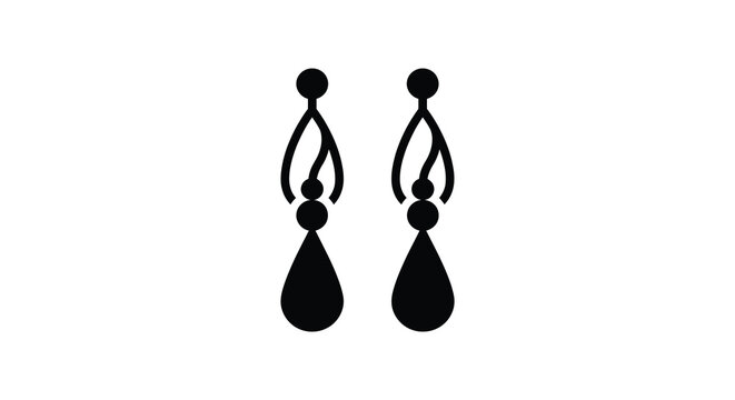 Pair Of Drop Earrings Black Silhouette dangle