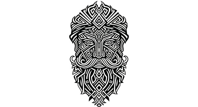 Intricate ornamental bearded face illustration