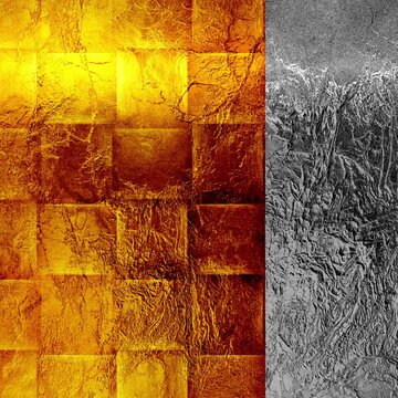 Luxury Gold Foil Mosaic and Silver Texture Background with Light Sweep, 4K Square Loop