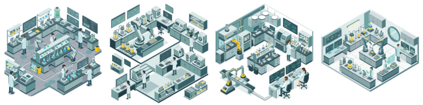 Isometric digital workspace environments contemporary office layouts, collaborative zones, personal workstations, and tech setups for modern business efficiency