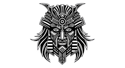 Obraz premium Intricate samurai mask illustration
