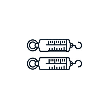 Spring Balance Scale Icon Set for Physics Experiment Weight Measurement and Force Gauge Concept Editable Vector Solid Illustration