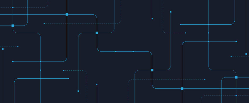 Vector abstract digital technology with futuristic crossed lines and dots geometric background