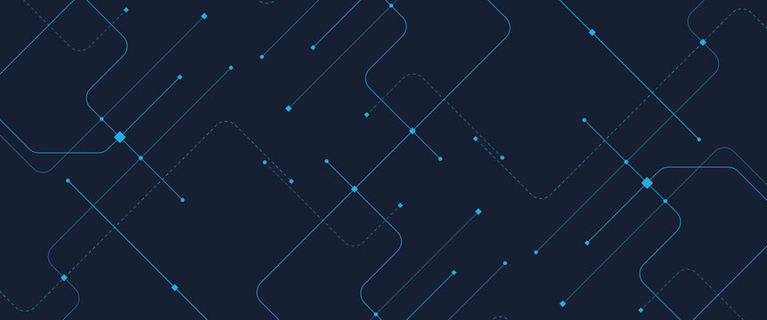 Vector abstract digital technology with futuristic crossed lines and dots geometric background