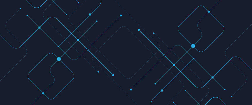 Vector abstract digital technology with futuristic crossed lines and dots geometric background
