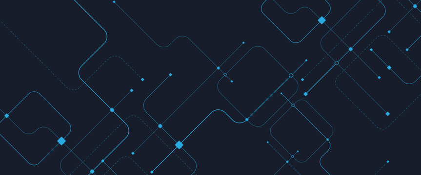 Vector abstract digital technology with futuristic crossed lines and dots geometric background