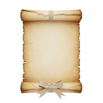 Old parchment paper with ribbon and string tie