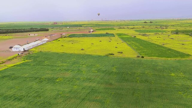 vue a&eacute;rienne du Maroc, Campagne marocaine pr&egrave;s de Marrakech)