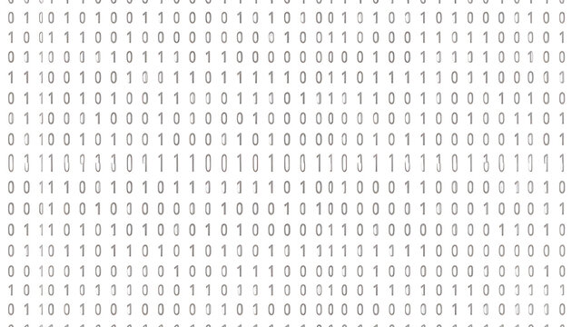 Abstract pattern of binary code numbers 0 and 1, digital data stream, cybersecurity theme, tech background
