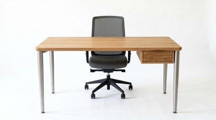 Fototapeta premium Minimalist Office Desk Isolated