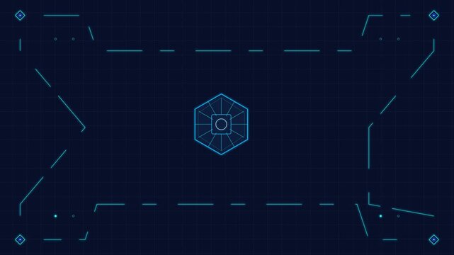 Futuristic digital interface motion with glowing geometric shapes and dynamic lines for technology and innovation themes.