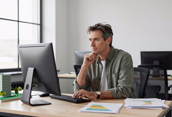 Fototapeta premium Architect designing green building project